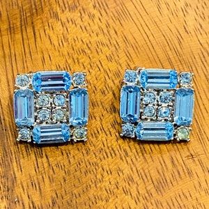 70s/80s Stunning Blue Cubic Zirconia Clip-on Earrings